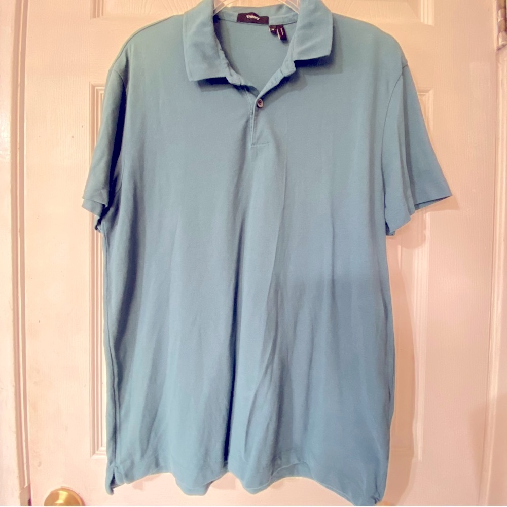 Theory men’s Green slub cotton polo Size M.